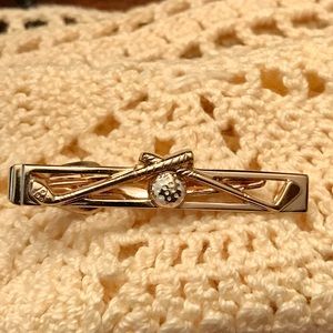 Men’s Swank Gold Tone Cross Gold Clubs And Ball Tie Clip